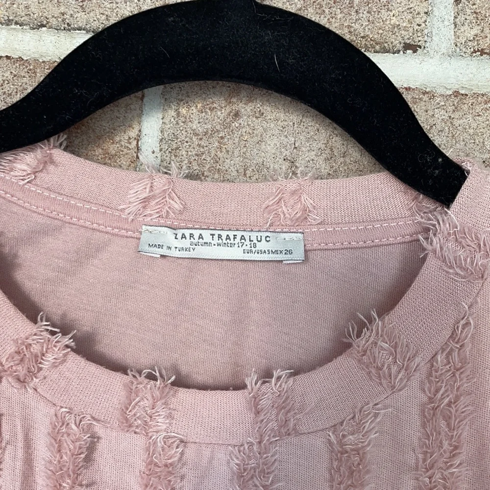 Zara Faux Fur Striped Bell Sleeve Top